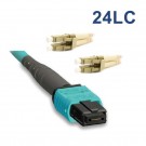 24 Fibers 10G OM3 12 Strands MTP/MPO to LC Harness Cable 3.0mm LSZH/Riser