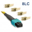 8 Fibers Single-Mode 12 Strands MTP/MPO to LC Harness Cable 3.0mm LSZH/Riser