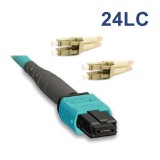 24 Fibers 10G OM4 12 Strands MTP/MPO to LC Harness Cable 3.0mm LSZH/Riser