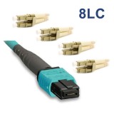 8 Fibers 10G OM4 12 Strands MTP/MPO to LC Harness Cable 3.0mm LSZH/Riser