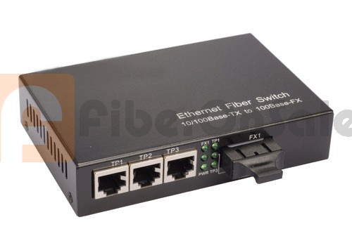 10/100M Singlemode Ethernet Fiber Media Converter 3*UTP + 1*SMF Port