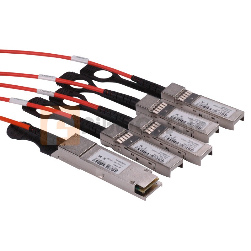 10M(32.8ft) 40GBASE QSFP+ to 4 SFP+ Breakout Active Optical Cable