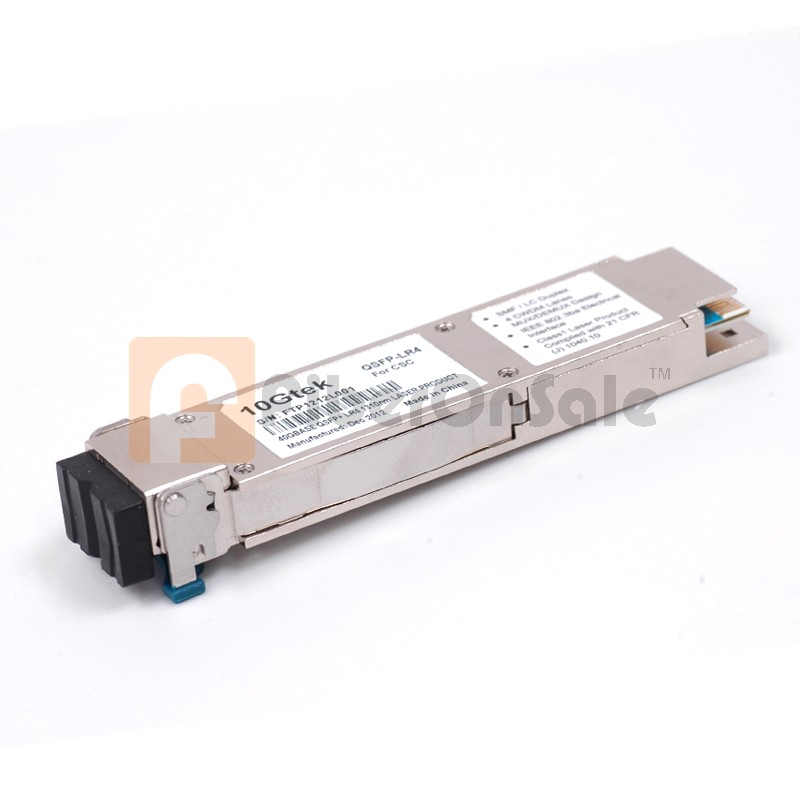 Cisco compatible WSP-Q40GLR4L, 40GBASE-LR4 QSFP40G transceiver for Single Mode Fiber, 4 CWDM lanes in 1310nm window Muxed inside module, Duplex LC connector, 2km, 40G Ethernet rate only