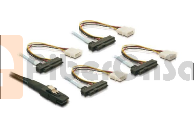 Internal Mini SAS to 4xSAS 29pin(power) cable 0.5 Meter