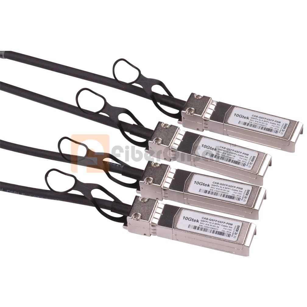 5M(16.4ft) Passive Copper AWG28 40GBASE QSFP+ to 4 SFP+ Breakout Direct Attach Cable