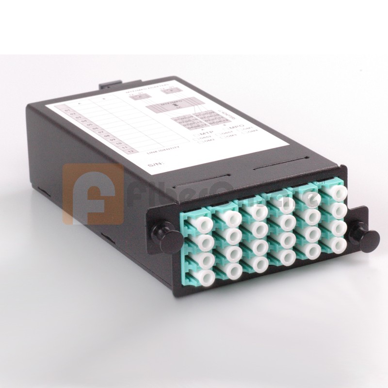 24 Core High Density Fiber System MPO Box, 2 ports MPO to 2x 12 ports LC connectors, OM3, MMF